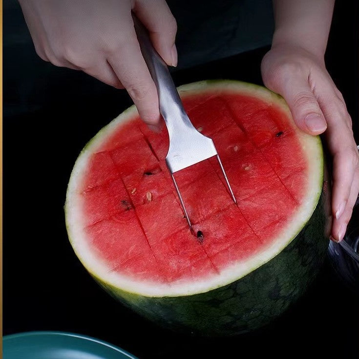 2-in-1 Watermelon Slicer Fork - Stainless Steel Fruit Cutter Tool