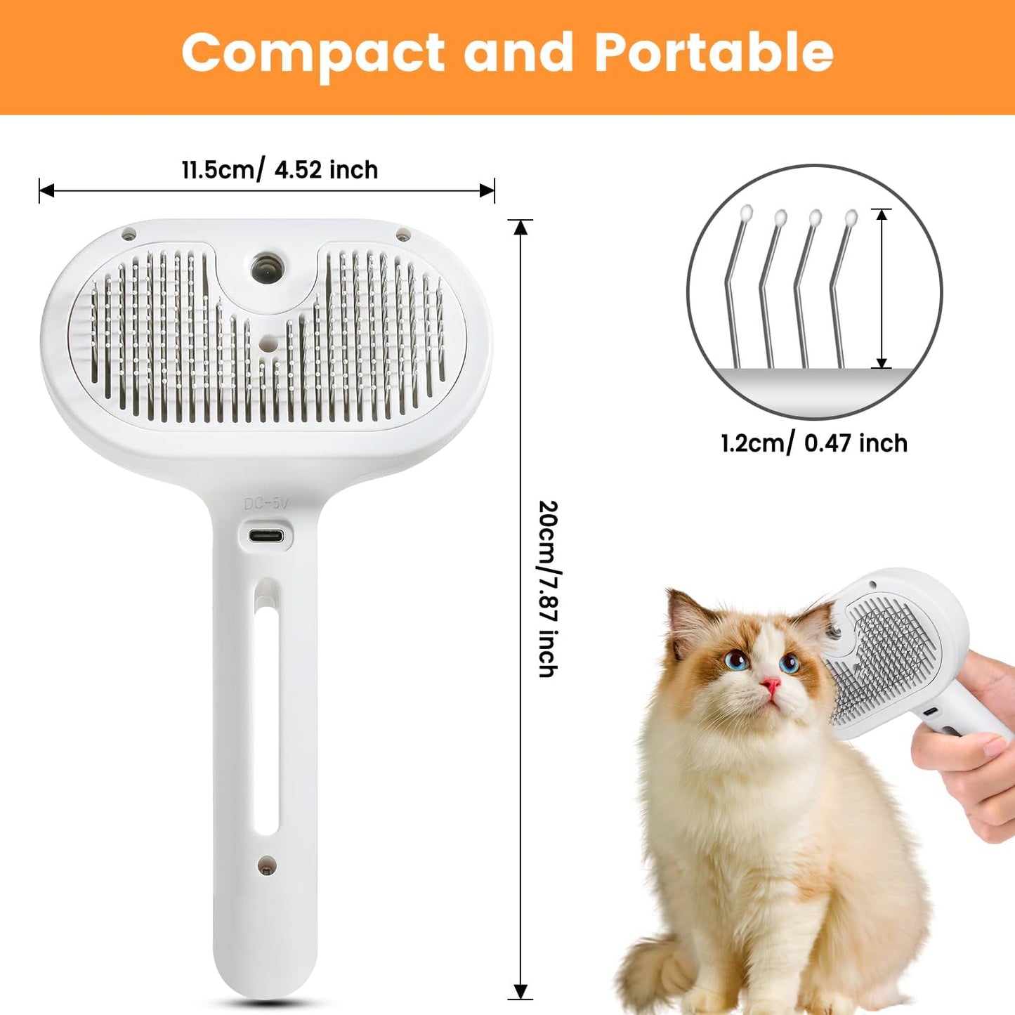 3-in-1 Pet Steam Brush - Cat & Dog Grooming Comb with Water Spray