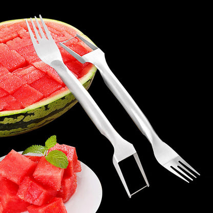 2-in-1 Watermelon Slicer Fork - Stainless Steel Fruit Cutter Tool