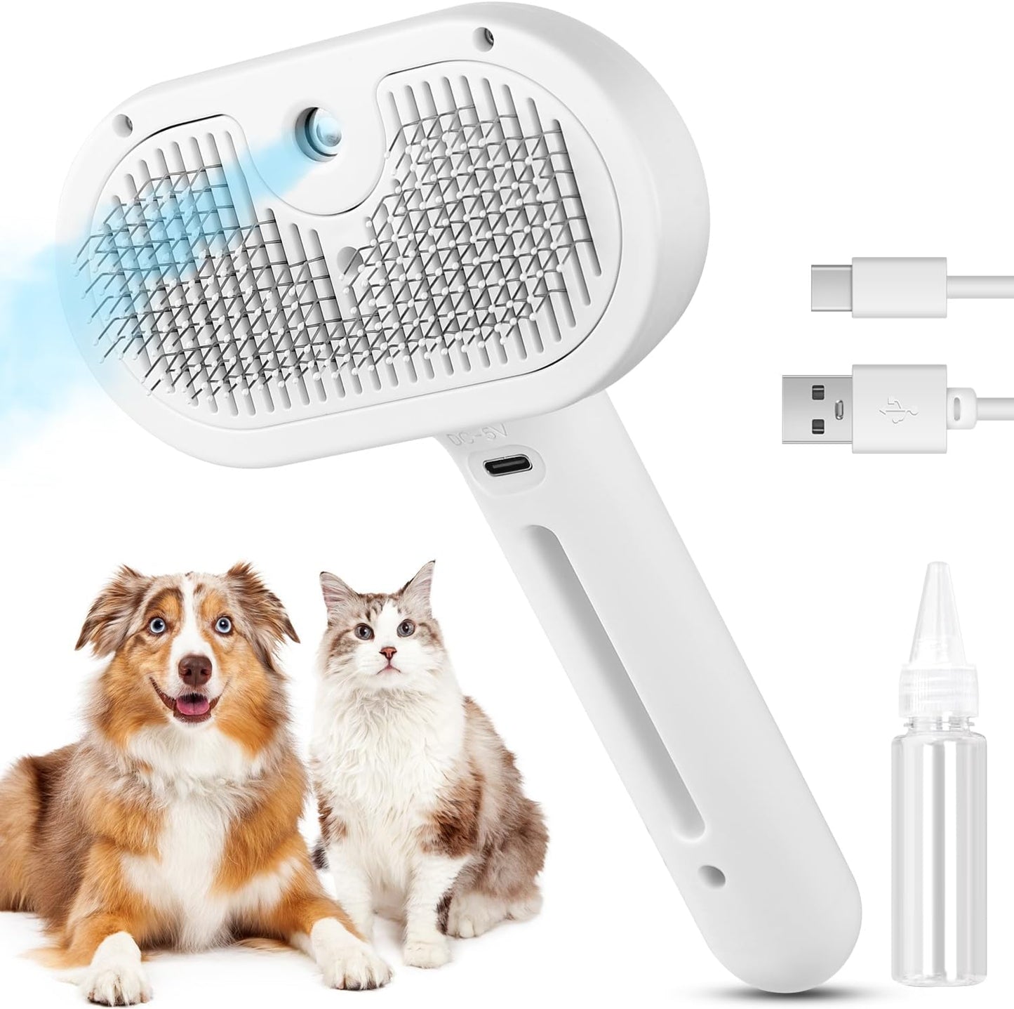 3-in-1 Pet Steam Brush - Cat & Dog Grooming Comb with Water Spray
