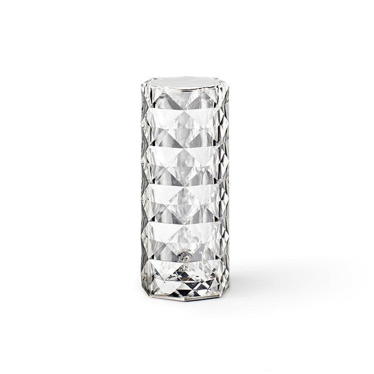 Nordic Crystal Touch Lamp – USB Rechargeable Diamond Table Lamp with 3-Level Dimming, Rose Projection Night Light for Bedroom & Home Decor