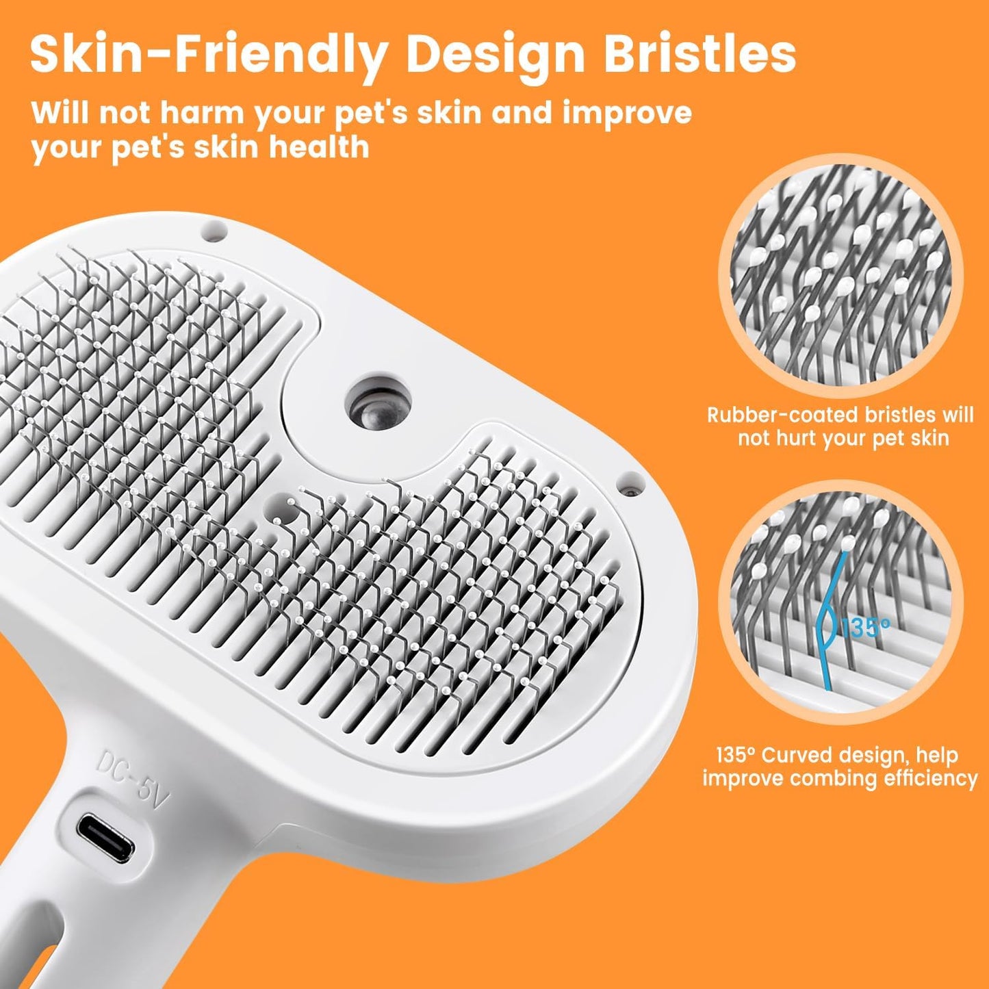 3-in-1 Pet Steam Brush - Cat & Dog Grooming Comb with Water Spray