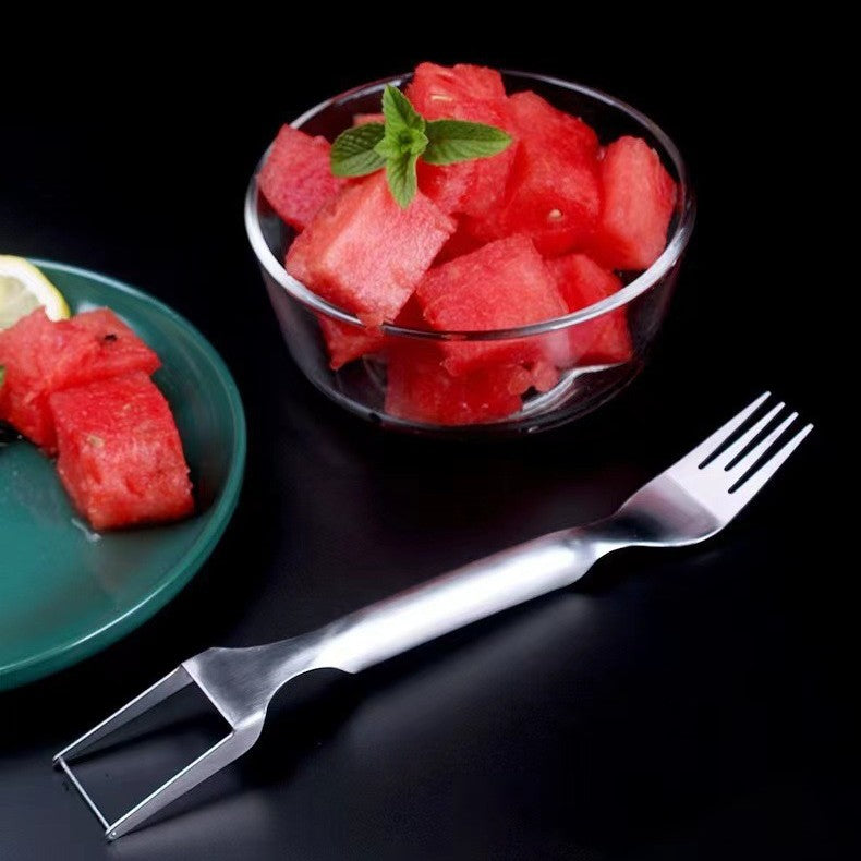 2-in-1 Watermelon Slicer Fork - Stainless Steel Fruit Cutter Tool